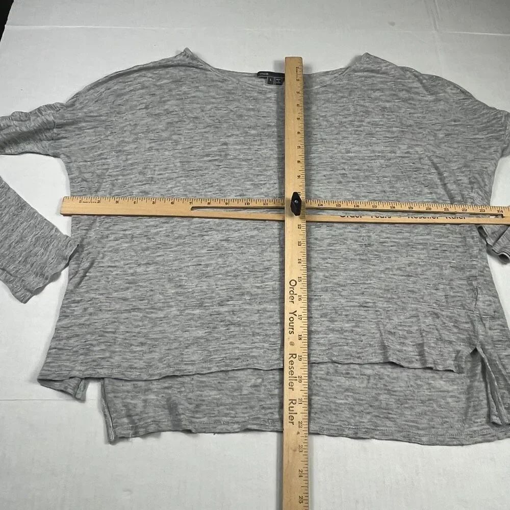 VinceâWomen Slub Linen Sweater Gray Breathable Layering Relaxed Fit Pullover L - Picture 5 of 11